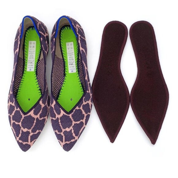 Rothy’s Flats Slip-On The Point Violet Purple Giraffe Retired Print Women's 9.5 - Picture 2 of 5